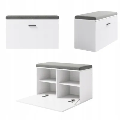 Immagine prodotto di Mobile scarpiera moderno con seduta e panca per ingresso, stile loft bianco