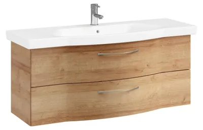 Produktbild von Pelipal Badmöbel-Set Serie 6005 Sprint BxHxT 122 x 49 x 48,1 cm Frontfarbe eiche riviera mit Waschtisch Keramik SET-016-