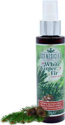 Imagen del producto de Scentsicles, spray para ambientar con aroma a árbol de Navidad, 114g - Aroma a pino blanco de invierno - Spray aromático para árboles de Navidad y coronas de Adviento - Aroma navideño para el hogar, aroma a árbol para árboles de Navidad artificiales