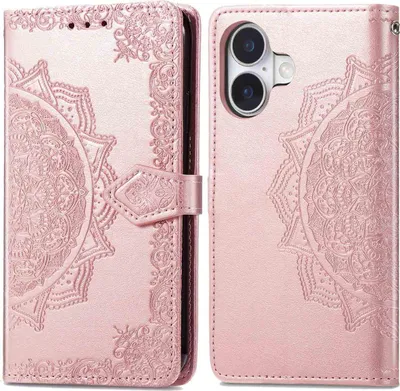 Immagine prodotto di imoshion Custodia a libro Mandala iPhone 16 - Oro rosa