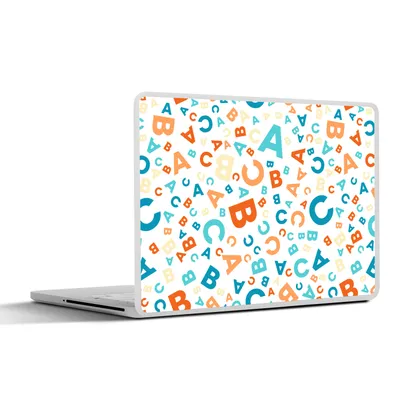 Produktbild von MuchoWow® Laptop Aufkleber Sticker Cover Buchstaben - Abc - Orange - Blau - Muster 25x18 cm - Laptop-Deko