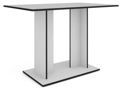 Produktbild von byLIVING Esstisch TOM, Säulentisch 110 x 70, H 75 cm, Küchentisch für 4 Personen, Weiß, schwarze Kanten, rechteckiger Esszimmertisch platzsparend für Essecken, Beinfreiheit