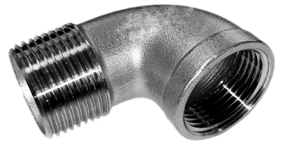 Produktbild von Winkel 90° aus V4A Edelstahl mit 2" Zoll Innen- und Außengewinde DN50