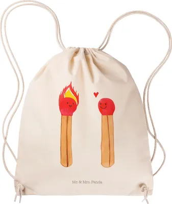 Produktbild von Mr. & Mrs. Panda Beutel Streichhölzer - Transparent - Geschenk, Kleiner Rucksack, Freundin, gym, Liebesbeweis, Jutebeutel, wander, Liebesgeschenk, Gymbag