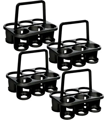 Produktbild von Novaliv 4x Flaschenträger für 24 Flaschen - Stabiler Halt - Getränkekorb Kunststoff, Stapelbar, 32x23x28cm Anthrazit - Ideal für Küche & Keller Getränkekorb Bierträger Getränketräger Flaschenbox