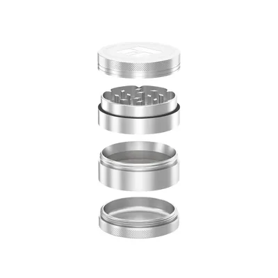 Produktbild von California's Choice 4-Teiliger Aluminium Grinder Compton Silber Ø 50 mm | Kräutermühle mit Pollenfach, Sieb & Diamant-Mahlzähnen
