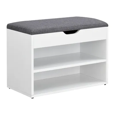 Immagine prodotto di In And OutdoorMatch Marques scarpiera - 46x60x30 cm - Bianco e grigio - Truciolare e tessuto - Design moderno