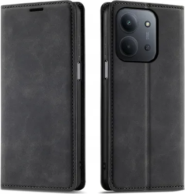 Zdjęcie produktu dla Etui Z Klapką Do Xiaomi Redmi 15C Zamykane Magnetyczne Skórzane + Szkło 9H