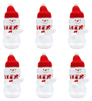6 Weihnachtsgläser mit Mützen & Schal, 500 ml, Saftflaschen-Set
