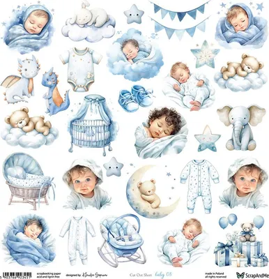 Image de SCRAPandME 30x30cm recto papier scrapbooking 250g, Baby 03