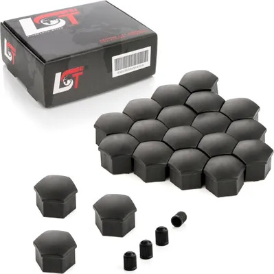 Produktbild von 20x Radschrauben Kappen Radschraubenkappen 17 mm schwarz für AUDI PORSCHE