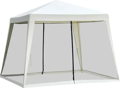 Image de Outsunny Tonnelle barnum style colonial dim. 3L x 3l x 2,45H m 4 moustiquaires 2 zippšŠes beige noir