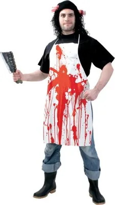 Produktbild von Schlachter Horror Schürze Freddy mit Blut Kostüm Umhang Karneval Fasching Party