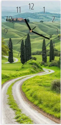 Produktbild von Wanduhr aus Glas mit Motiv Landschaft Italien- 30 x 60 cm - inkl. Aufhängesystem