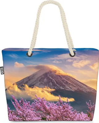 Produktbild von VOID Vulkan Japan Blumen Berge Strandtasche Shopper 58x38x16cm 23L XXL Einkaufstasche Tasche Reisetasche Beach Bag