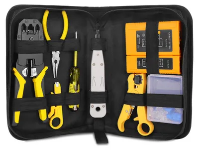 Obrázok produktu pre Sada nástrojov na opravu sieťových káblov RJ45, RJ11, RJ12, vrátane klieští na testovanie káblov, pružinových klieští a klieští na krímenie