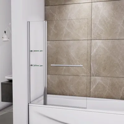 Produktbild von 120x140cm Badewannenaufsatz Badewanne 2 tlg. Faltwand Duschwand duschabtrennung