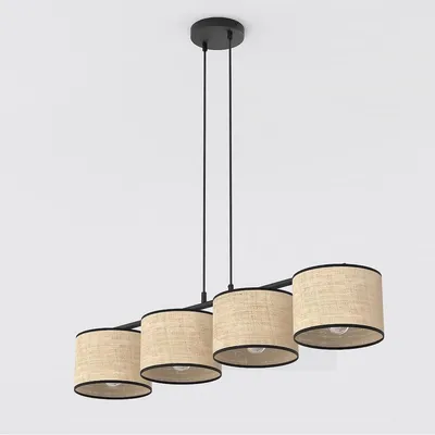 Produktbild von Hängeleuchte ECO aus schwarzem Stahl und Rattan