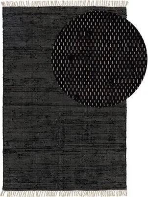 Produktbild von benuta Baumwollteppich Tom Schwarz 60x100 cm Skandinavisch Wohnzimmerteppich Fransen Baumwolle Rechteckig