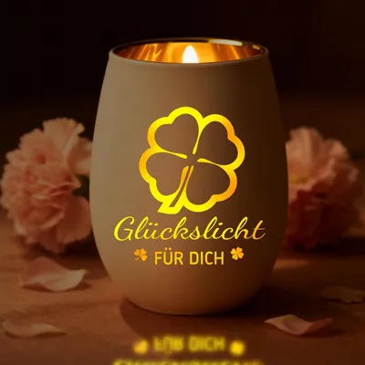 Produktbild von Windlicht mit Gravur, Glücksbringer für Sie