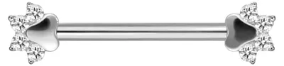 Produktbild von Brustwarzenpiercing, Zungenpiercing, Intim-Piercing Titan Nippelpiercing mit Innengewinde KRISTALLPFOTE