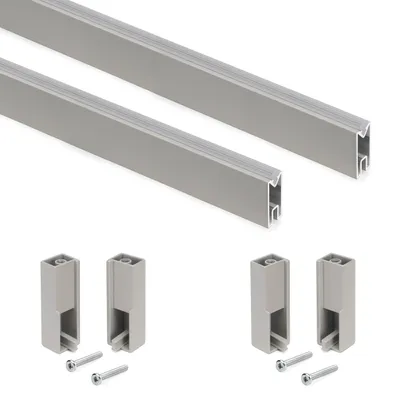 Garderobestangen-Set 0,75 m, steinfarben, Alu/Kunststoff, 2 Stk.