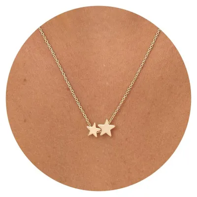 Imagen del producto de Collar para mujer, chapado en oro de 14 quilates, con dije de estrella, diseño delicado, ideal para la moda