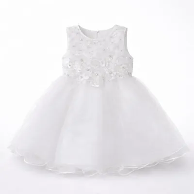 Produktbild von Kinder Festkleid Mädchen Weiß, Blumenmädchenkleid mit Tüllrock