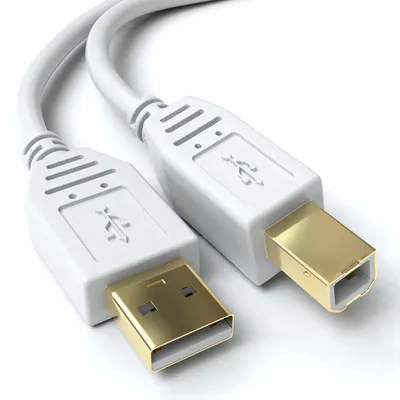 Produktbild von JAMEGA USB-2.0-Kabel, USB-A auf USB-B, Weiß, 1,8 m
