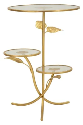 Produktbild von Mauro Ferretti Beistelltisch "Feuille" mit 3 Ablageflächen, Ø 54 x 69,5 cm, goldfarben