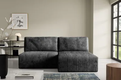 Produktbild von Intenso Modular Cord Ecksofa mit Schlaffunktion BERGE, Schwarz