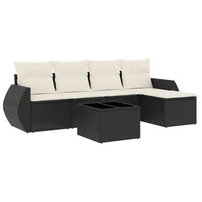Produktbild von 6-tlg. Garten-Sofagarnitur mit Kissen Schwarz Poly Rattan