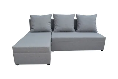 Produktbild von GINO-Ecksofa mit Schlaffunktion und Bettkasten in grauer Farbe, Stoff Sawana 21