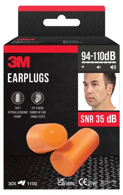 Immagine prodotto di inserti auricolari 3M™ - Schiuma morbida - Valore SNR 35 dB - Arancione - 30 paia / 60 pezzi