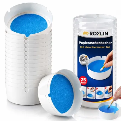 Produktbild von Roxlin Papieraschenbecher mit absorbierendem Gel – Einweg, 25 Stück pro Packung