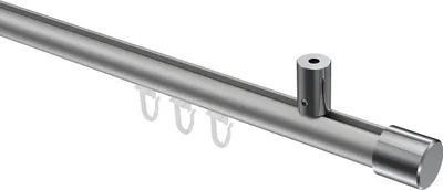 Produktbild von Interdeco Innenlaufstange / Gardinenstange mit Innenlauf Silbergrau / Chrom, Typ Sonius Santo (Kappe) Deckenmontage, 20 mm Ø 1-läufig, 200 cm