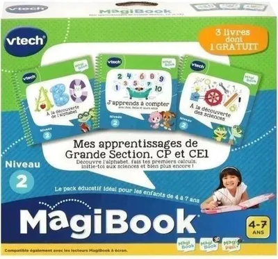 Zdjęcie produktu dla Interaktywna Książka Magibook VTECH, Pakiet 3 Książek, ABC, Nauka, Liczenie, Dla Dzieci 4-7 Lat