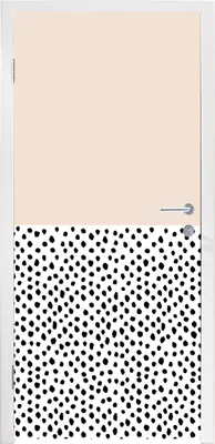 Obrázok produktu pre MuchoWow® Tapety na dvere - Samolepiaca fólia na dvere - Bodky - biele - čierne - 205x80x0.1cm - Plagát na dvere - Samolepiaca fólia na dvere