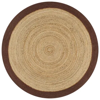 Image de vidaXL Tapis en jute fait à la main avec bordure marron, 90 cm