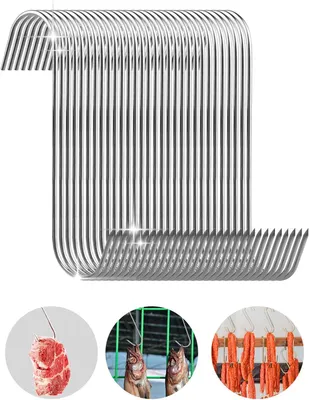Image de Crochets en acier inoxydable, 15 cm, lot de 30, pour cuisine et barbecue
