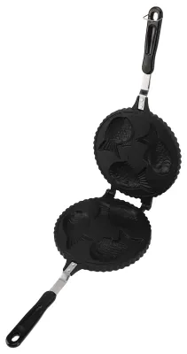 Taiyaki-Waffeleisen, doppelseitig, 3 Fischformen, Antihaftbeschichtung