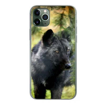 Produktbild von MuchoWow® Handyhülle Schutzhülle Hülle für iPhone 11 Pro Max Wolf - Makro - Blätter Silikon Softcase Handy Hülle - Schutz