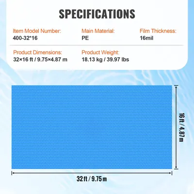 Immagine prodotto di Pellicola solare per piscine - Copertura per piscine - Telo copripiscina - Copertura solare - Telo di copertura per piscine - Blu