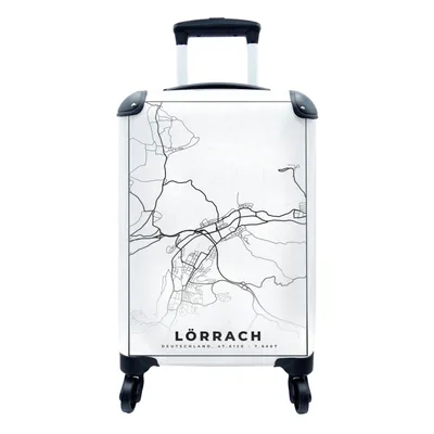Produktbild von MuchoWow® Koffer Handgepäck Trolley Rollkoffer Kleine Reisekoffer mit 4 Rollen - Karte - Lörrach - Stadtplan - Cabin Size < 55x40x23 cm & 55x40x20 cm - Fotokoffer - Kabinenkoffer - Boardgepäck - Reise-Box - Reisekoffer - Reisegepäck - Koffer mit Bild - Trolley für Kinder