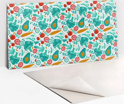 Produktbild von Dekorative PVC Wandpaneele - Küchenpaneele Rückwand hart Innenwand - 100 x 50 - Zeichnen von Gemüse und Obst