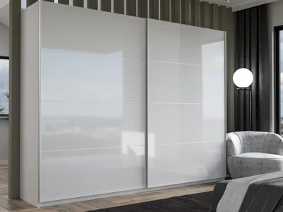 Produktbild von Schwebetürenschrank >Starlet Plus < in Weiß/ Weiß Glanz, 269,9x209,7x61,2cm B/H/T