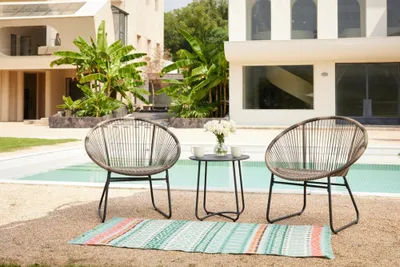 Produktbild von Happy Home Happy Home 3 tlg. Garten Set mit Sitzkissen HGS50-BEI in Rattan braun