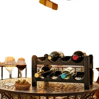 Imagen del producto de Estante para botellas de vino, diseño modular, capacidad para 4 botellas, 43*23*13 cm