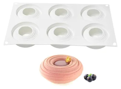 Produktbild von Silikon-Formen für Mousse-Kuchen, 3D-Dessertformen, Tornadoform, 6 Löcher