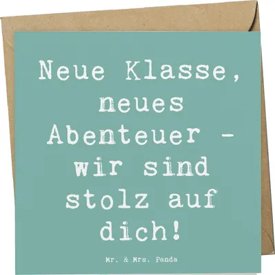 Produktbild von Mr. & Mrs. Panda Grußkarte Spruch Erster Schultag Abenteuer - Meeresbrise - Geschenk, Nervosität, Klappkarte, Neuanfang, anlasskarte, Trost, Lebenshilfe, Schulbeginn